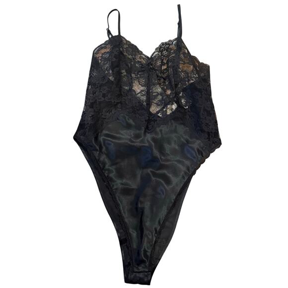 Vintage Victoria's Secret Gold Label Lace and Satin Lingerie Teddy Size P Black - Picture 1 of 4